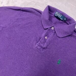 2/$30 VTG 80s Polo‎ Ralph Lauren Polo Shirt Men's M Purple Solid Preppy Golf